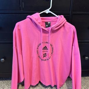 Adidas Peloton Hot Pink Crop Hoodie Large